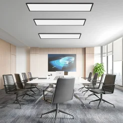 Panneau de plafond LED NETTLIFE 120x30cm. Intensité et couleur RVB variables avec télécommande. 39 W, noir.