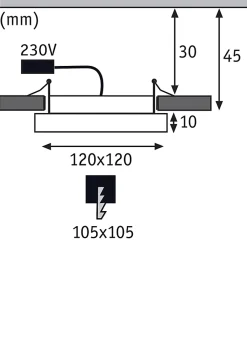 Panneau encastré LED Areo IP44 carré 120x120mm 6,5W 418lm 3000K Blanc dépoli gradable