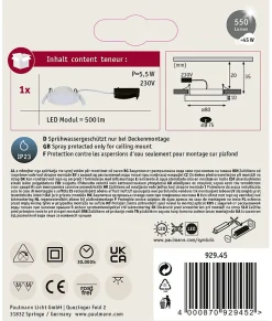 Panneau encastré LED Areo rond 80mm 5W 310lm 3000K Blanc dépoli