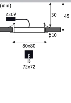 Panneau encastré LED Areo carré 80x80mm 5W 390lm 3000K Nickel mat