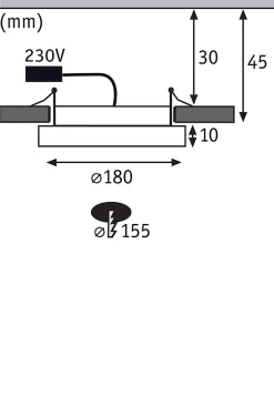 Panneau encastré LED Areo IP44 rond 180mm 11W 770lm 3000K Blanc dépoli gradable