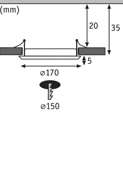 Panneau encastré LED IP44 rond 170mm 11,1W 720lm 2700K Blanc