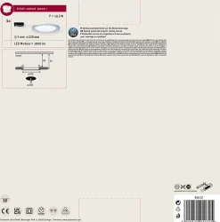 Panneau encastré LED IP44 rond 220mm 16,5W 1150lm 4000K Chrome mat