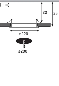 Panneau encastré LED IP44 rond 220mm 16,5W 1150lm 4000K Chrome mat