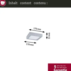 Panneau LED Abia 2 White Select Détecteur de mouvement crépusculaire (HF) carré 170x170mm 9,5W 1100lm 2700 - 4000K Chrome mat