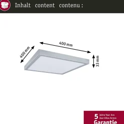 Panneau LED Abia 2 White Select Détecteur de mouvement crépusculaire (HF) carré 400x400mm 16W 1400lm 2700 - 4000K Chrome mat