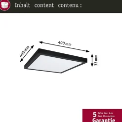 Panneau LED Abia 2 White Select Détecteur de mouvement crépusculaire (HF) carré 400x400mm 16W 1400lm 2700 - 4000K Noir
