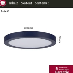 Panneau LED Abia rond 300mm 22W 2200lm 2700K Bleu nuit