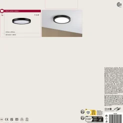 Panneau LED Abia rond 300mm 3x22W 3x2200lm 2700K Noir mat