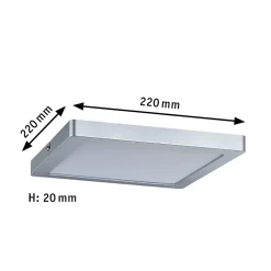 Panneau LED Atria carré 220x220mm 14W 1150lm 2700K Chrome mat gradable