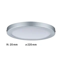 Panneau LED Atria rond 220mm 15W 1150lm 4000K Chrome mat