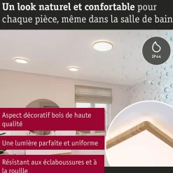 Panneau LED Atria Shine Backlight IP44 carré 580x200mm 22W 2300lm 4000K Esthétique bois