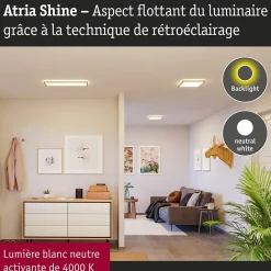 Panneau LED Atria Shine Backlight IP44 carré 580x200mm 22W 2300lm 4000K Esthétique bois