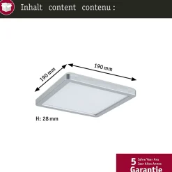 Panneau LED Atria Shine Backlight carré 190x190mm 11,2W 900lm 3000K Chrome mat