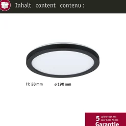 Panneau LED Atria Shine Backlight rond 190mm 11,2W 850lm 3000K Noir