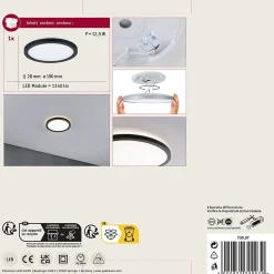 Panneau LED Atria Shine Backlight rond 190mm 11,2W 850lm 3000K Noir