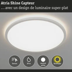 Panneau LED Atria Shine Backlight Détecteur de mouvement (HF) IP44 rond 420mm 22W 2300lm 4000K Blanc