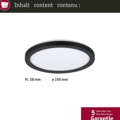 Panneau LED Atria Shine Backlight rond 190mm 11,2W 850lm 4000K Noir