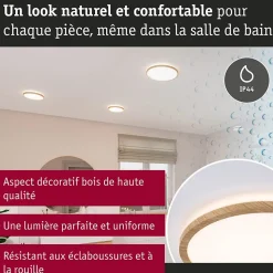 Panneau LED Atria Shine Backlight IP44 rond 190mm 11,2W 850lm 3000K Esthétique bois