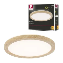 Panneau LED Atria Shine Backlight IP44 rond 190mm 11,2W 850lm 3000K Esthétique bois