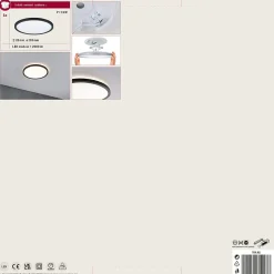 Panneau LED Atria Shine Backlight rond 293mm 16W 1600lm 3000K Noir