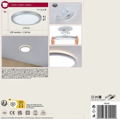 Panneau LED Atria Shine Backlight rond 190mm 11,2W 850lm 3000K Chrome mat