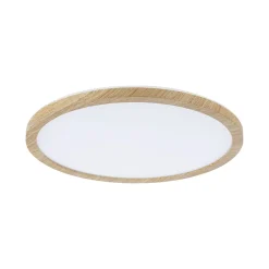 Panneau LED Atria Shine Backlight IP44 rond 293mm 16W 1600lm 3000K Esthétique bois