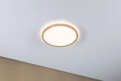 Panneau LED Atria Shine Backlight IP44 rond 293mm 16W 1600lm 3000K Esthétique bois