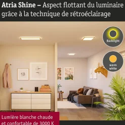 Panneau LED Atria Shine Backlight IP44 carré 580x200mm 22W 2300lm 3000K Esthétique bois