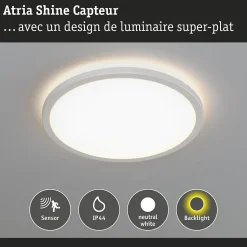 Panneau LED Atria Shine Backlight Détecteur de mouvement (HF) IP44 rond 293mm 16W 1600lm 4000K Blanc