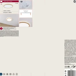 Panneau LED Atria Shine Backlight IP44 rond 293mm 16W 1600lm 4000K Esthétique bois