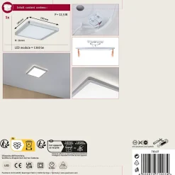 Panneau LED Atria Shine Backlight carré 190x190mm 11,2W 900lm 4000K Chrome mat