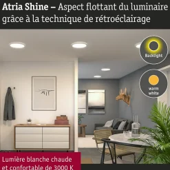 Panneau LED Atria Shine Backlight IP44 rond 293mm 16W 1600lm 3000K Blanc