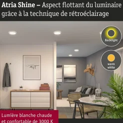 Panneau LED Atria Shine Backlight IP44 rond 190mm 11,2W 850lm 3000K Blanc