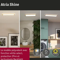 Panneau LED Atria Shine White Select IP44 carré 560x200mm 15,2W 2030lm 3000 - 6500K Esthétique bois