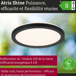 Panneau LED Atria Shine White Select IP44 rond 190mm 7,6W 1100lm 3000 - 6500K Noir