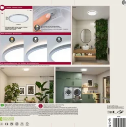 Panneau LED Atria Shine White Select IP44 rond 298mm 14,8W 2250lm 3000 - 6500K Chrome mat