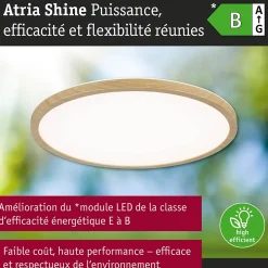Panneau LED Atria Shine White Select IP44 rond 398mm 20,8W 2800lm 3000 - 6500K Esthétique bois