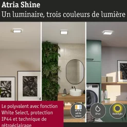 Panneau LED Atria Shine White Select IP44 carré 190x190mm 8W 1160lm 3000 - 6500K Chrome mat