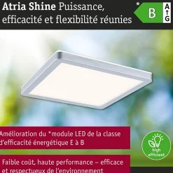 Panneau LED Atria Shine White Select IP44 carré 190x190mm 8W 1160lm 3000 - 6500K Chrome mat