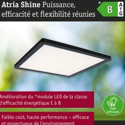 Panneau LED Atria Shine White Select IP44 carré 298x298mm 15,7W 2100lm 3000 - 6500K Noir