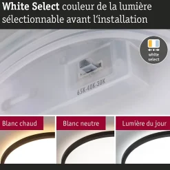 Panneau LED Atria Shine White Select IP44 rond 398mm 20,8W 2800lm 3000 - 6500K Noir