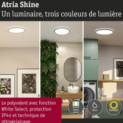 Panneau LED Atria Shine White Select IP44 rond 398mm 20,8W 2800lm 3000 - 6500K Chrome mat