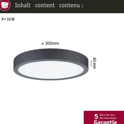 Panneau LED Cosara IP44 rond 300mm 15W 1300lm 3000K Gris foncé