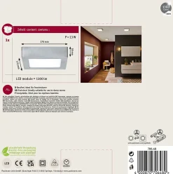 Panneau LED Lunar carré 170x170mm 11W 760lm 3000K Chrome mat