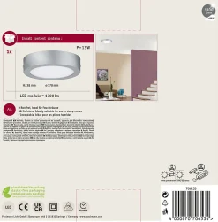 Panneau LED Lunar rond 170mm 11W 760lm 3000K Chrome mat