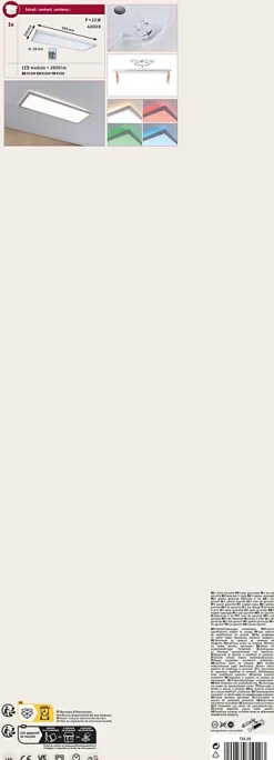 Panneau LED Produits de deuxième choix Atria Shine Backlight carré 580x200mm 20W 2000lm RGBW Chrome mat gradable