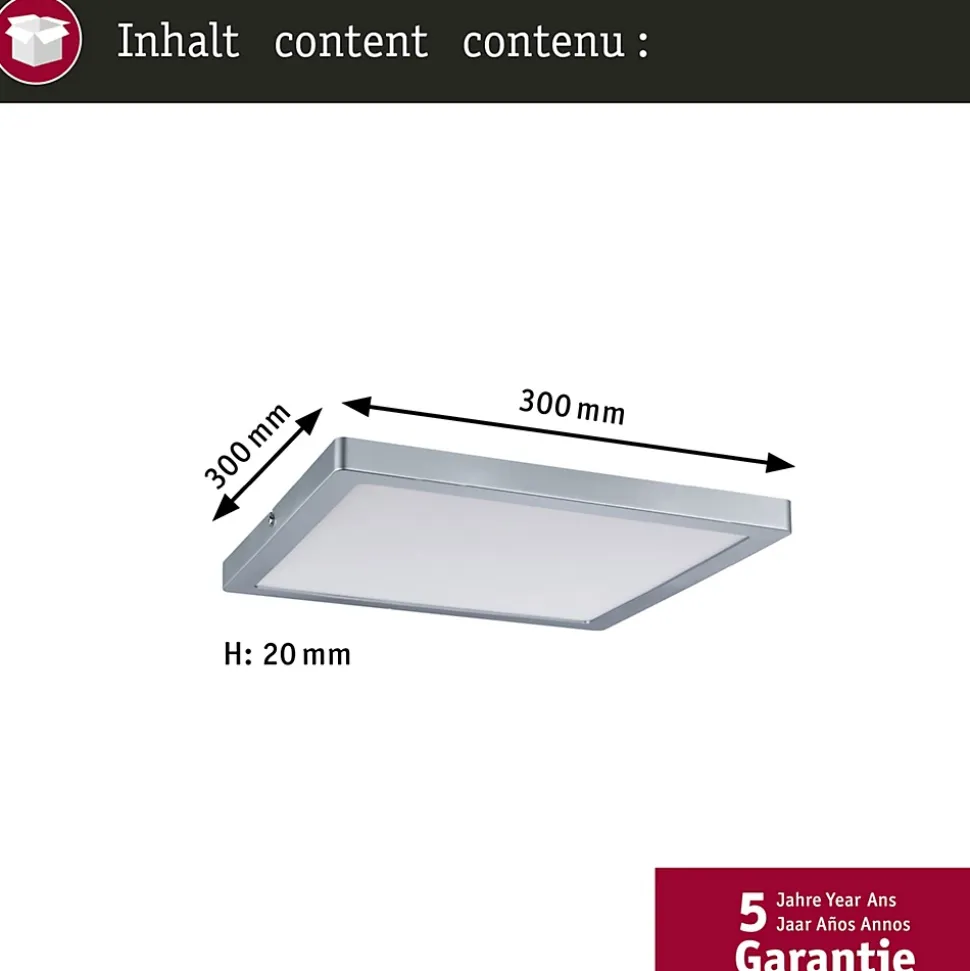 Panneau LED Produits de deuxième choix Atria carré 300x300mm 16,5W 1450lm 2700K Chrome mat gradable