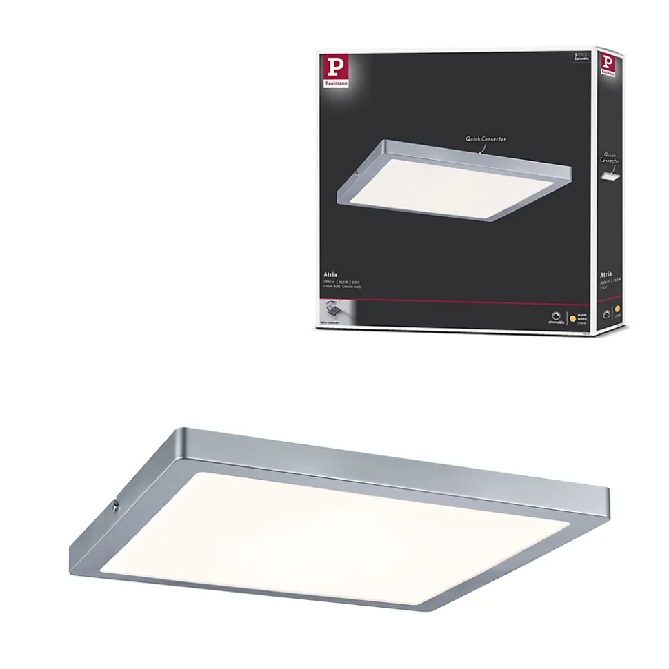Panneau LED Produits de deuxième choix Atria carré 300x300mm 16,5W 1450lm 2700K Chrome mat gradable