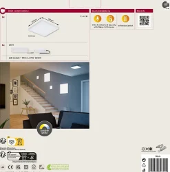 Panneau LED Smart Home Zigbee 3.0 Velora carré 225x225mm 8,5W 800lm Tunable White Blanc dépoli gradable